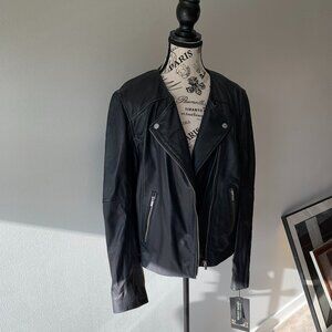 Bagley Mischka Soft Black Leather Motorcycle Jacket | NWT